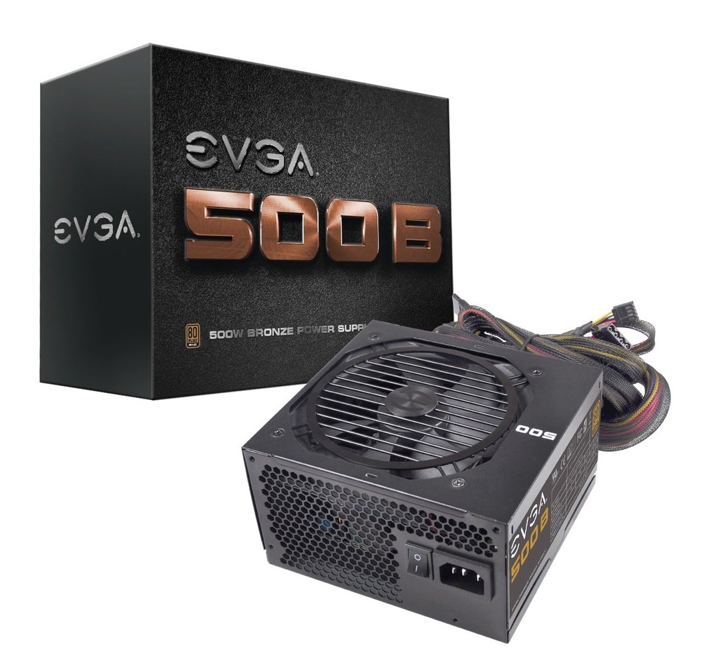 100-B1-0500-KR - EVGA 500-Watts 100-240VAC 80-PLUS Bronze Power Supply