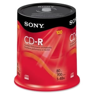 100CDQ80RS - Sony 48x CD-R Media - 700MB - 120mm - 100 Pack Spindle
