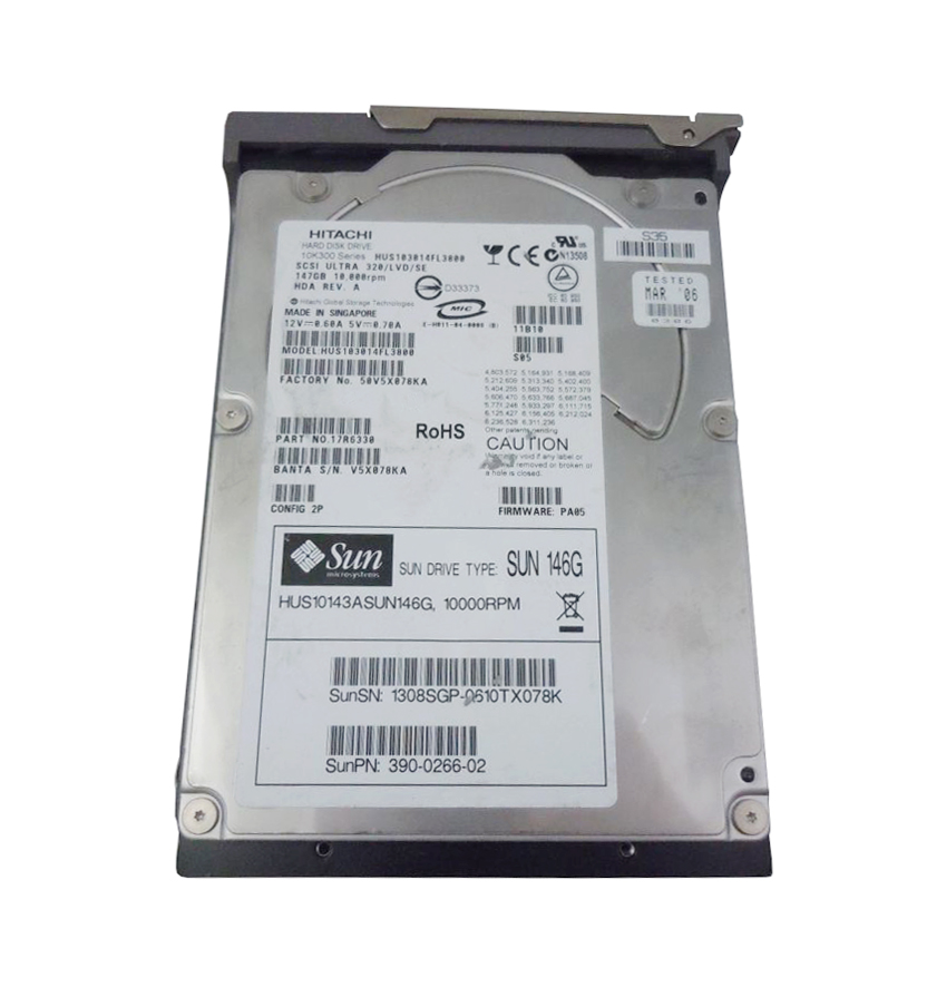 3900266 - Sun 146GB 10000RPM Ultra-320 SCSI LVD Hot-Pluggable 80-Pin 3.5-inch Hard Drive