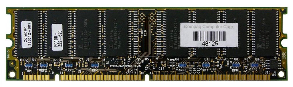 323012-001 - HP 64MB 100MHz PC100 ECC Unbuffered CL2 168-Pin DIMM 3.3V Memory Module