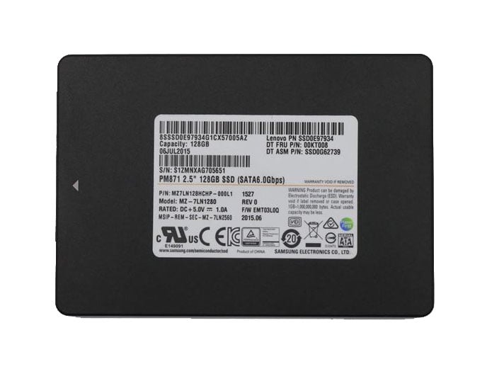 00KT008 - Lenovo 128GB SATA 6Gbs 2.5-inch Solid State Drive for ThinkPad W530