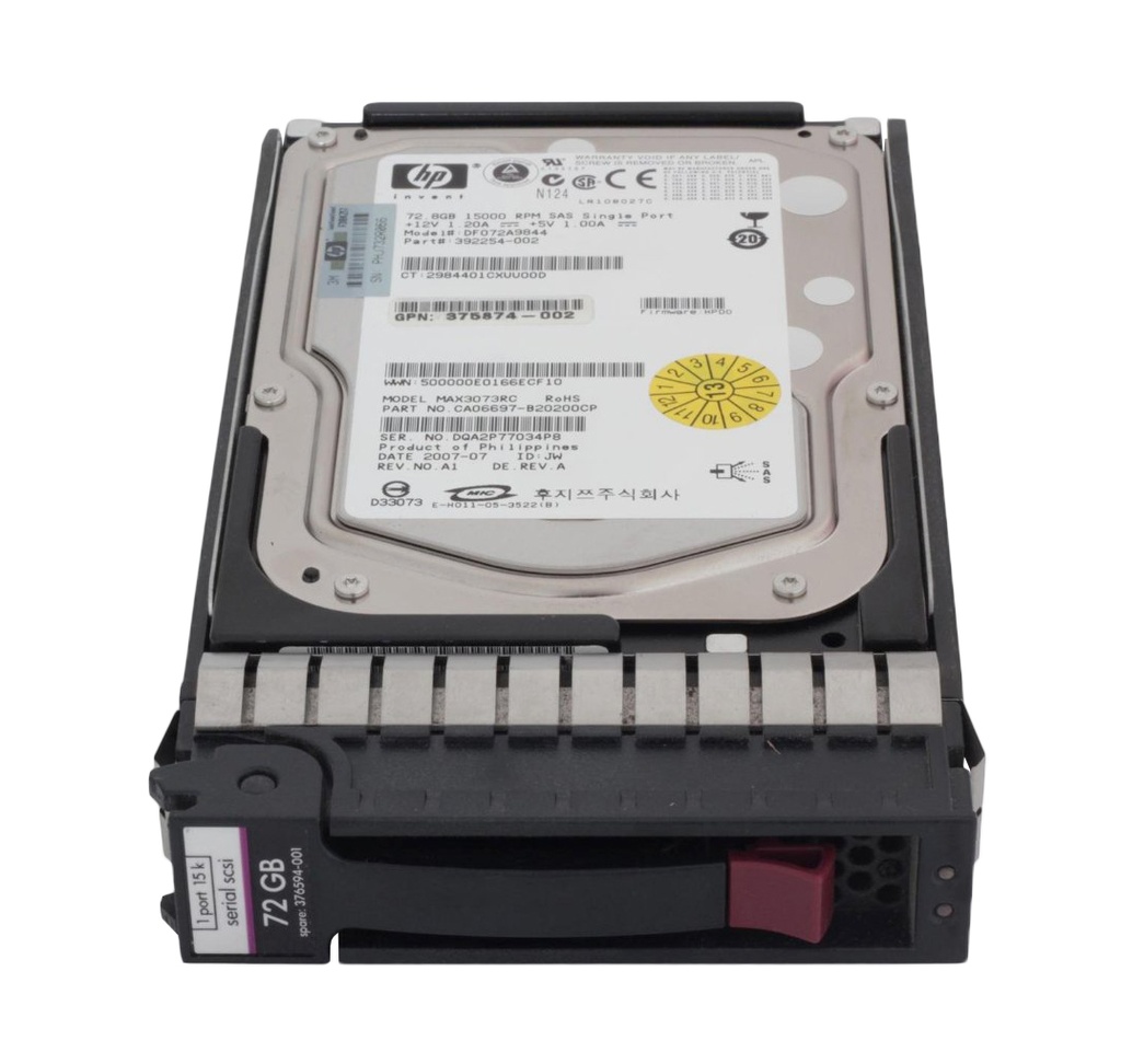 375874-002 - HP 73GB 15000RPM SAS 3GB/s Hot-Pluggable Single Port 3.5-inch Hard Drive