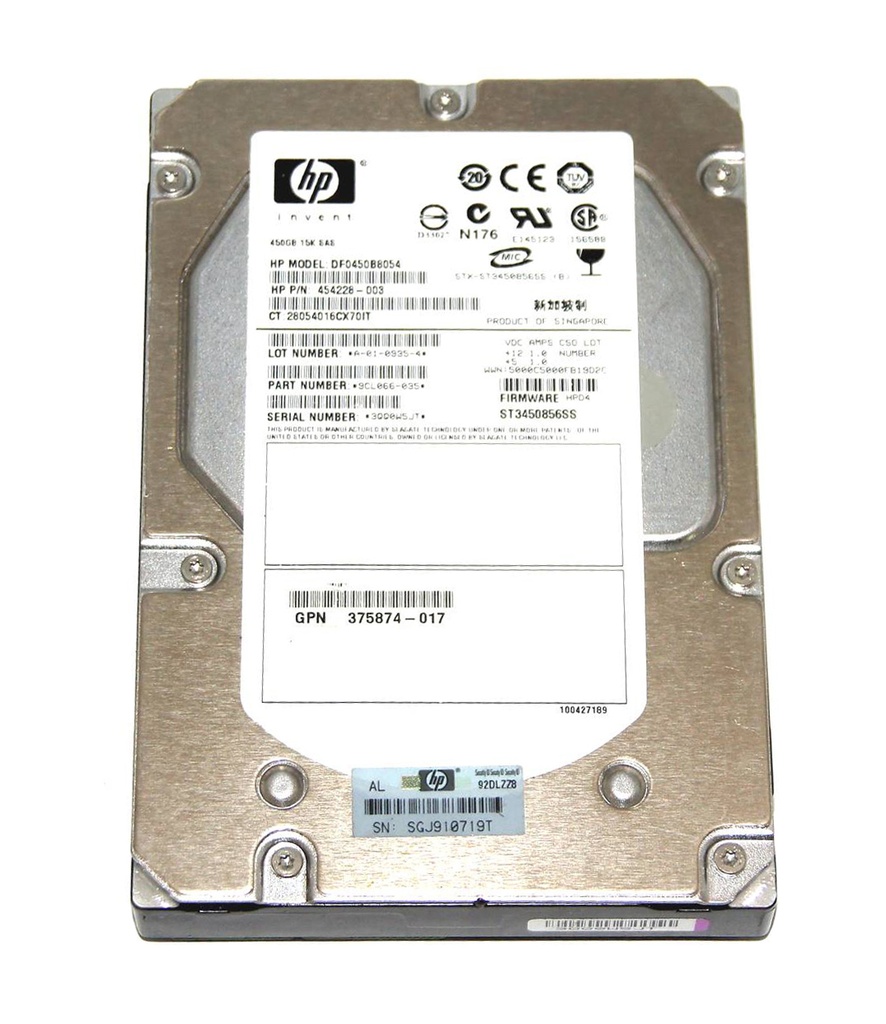 375874-017 - HP 450GB 15000RPM SAS 3GB/s Hot-Pluggable Dual Port 3.5-inch Hard Drive