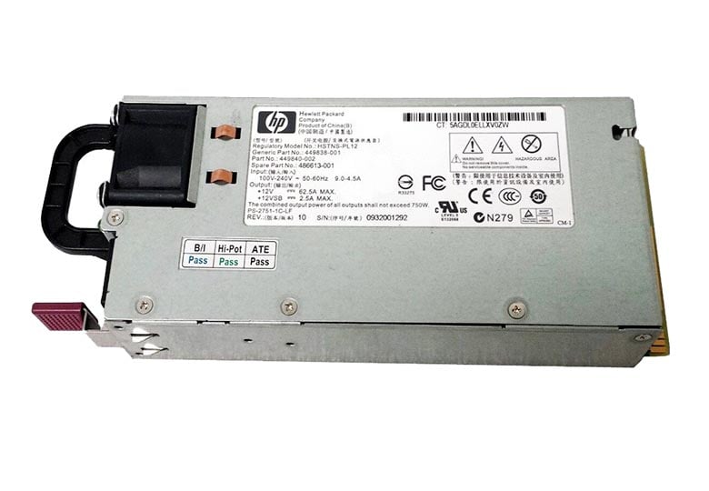 449840-001 - HP 750-Watts Redundant Hot-Pluggable AC Power Supply for ProLiant DL180/DL185 G5 Server