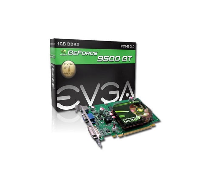 01G-P3-N958-LR - EVGA GeForce 9500 GT 1GB 128-Bit DDR2 PCI Express 2.0 x16 HDCP Ready D-Sub/ HDTV / S-Video Out/ DVI Video Graphics Card