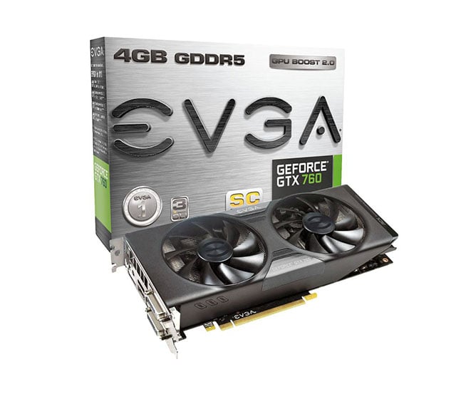04G-P4-2768-KR - EVGA GeForce GTX 760 SC 4GB 256-Bit GDDR5 PCI Express 3.0 DVI-I DVI-D HDMI DisplayPort SLI Support Video Graphics Card