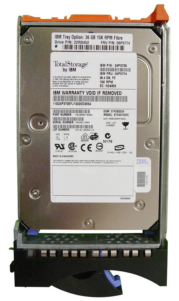 06P5774 - IBM 36.4GB 15000RPM Fibre Channel Hot Pluggable Hard Drive with Tray