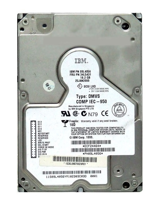 09L4056 - IBM 18.2GB 10000RPM Ultra-160 SCSI 80-Pin 3.5-inch Hard Drive