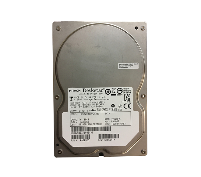 0A30358 - Hitachi DESKSTAR 7K80 80GB 7200RPM 8MB Cache 3.5-inch SATA 3GBs 7-Pin Hard Drive