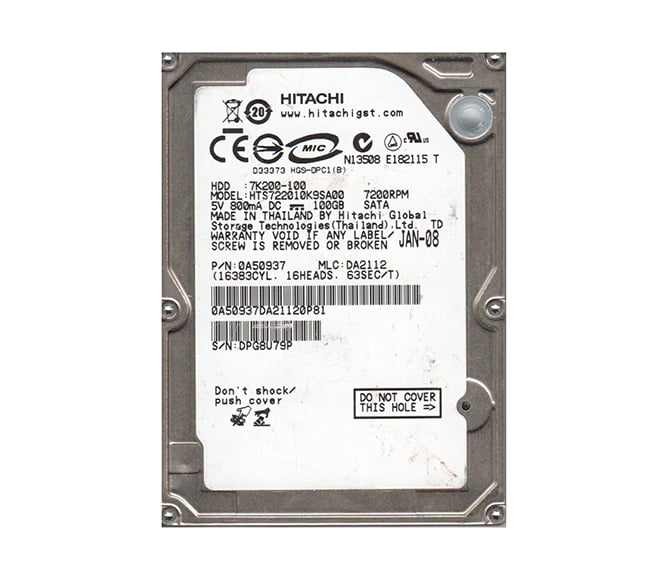 0A50937 - Hitachi TravelStar 100GB 7200RPM 16MB Cache SATA 2.5-inch Laptop Hard Drive