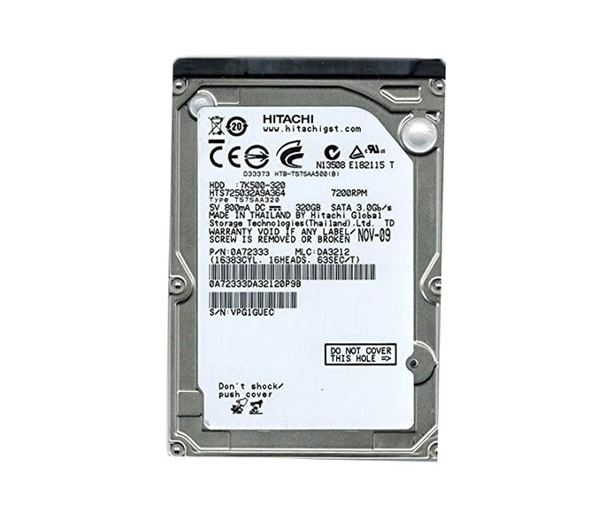 0A72333 - Hitachi TravelStar 7K500 320GB 7200RPM 16MB Cache SATA 3GB/s 7-Pin 2.5-inch Hard Drive