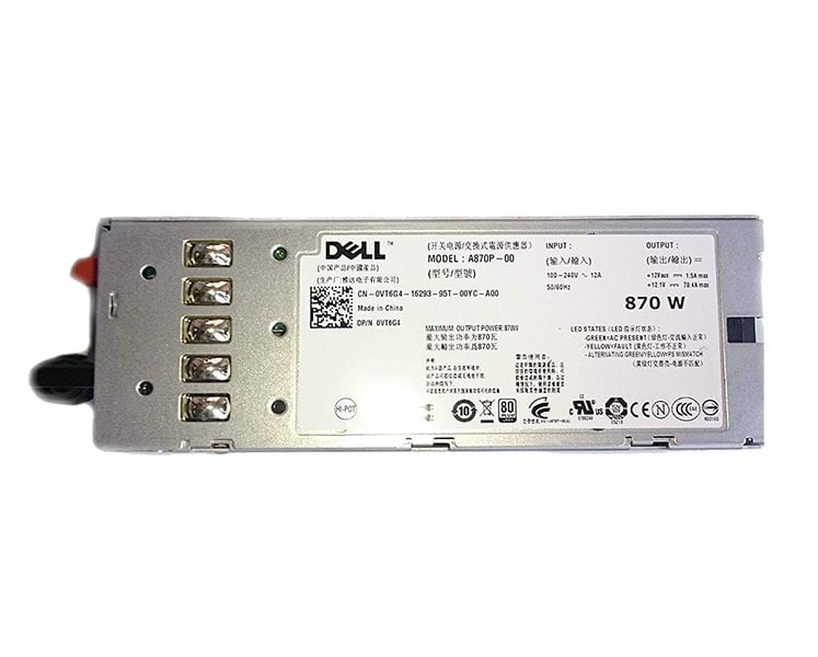 0VT6G4 - Dell 870-Watts Redundant Hot Swap Power Supply for PowerEdge R710 / T610
