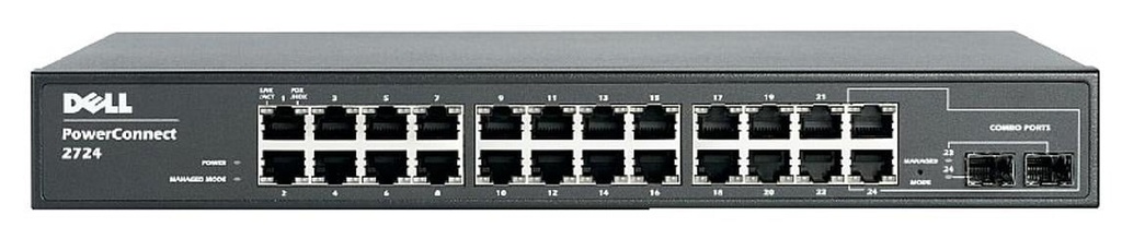0YJ297 - Dell PowerConnect 2724 24-Port 24 x 10/100/1000 + 2 x shared SFP Gigabit Ethernet Network Switch