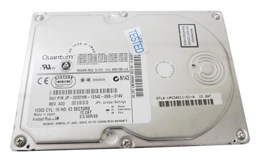 [000030YM] 000030YM - Dell Quantum Fireball Plus 10GB 5400RPM IDE 3.5-inch Hard Drive