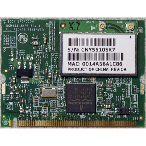 [392557-001] 392557-001 - HP Mini PCI 54G 802.11b/g High Speed Wireless LAN (WLAN) Network Interface Card for DV4000 Series Notebook