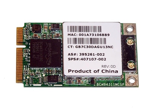 [395261-002] 395261-002 - HP Broadcom 54G WiFi 802.11b/g (WLAN) Mini PCI-Express Network Adapter for NC6400 Business Notebook