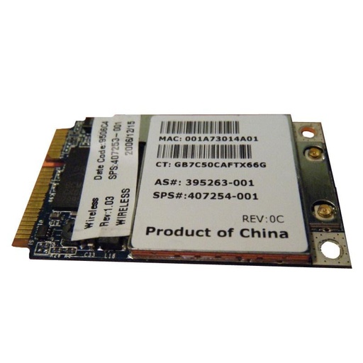 [407253-001] 407253-001 - HP Mini PCI-Express 54G WiFi 802.11b/g High-Speed Embedded Wireless LAN (WLAN) Network Interface Card for HP DV6000 Series Notebooks