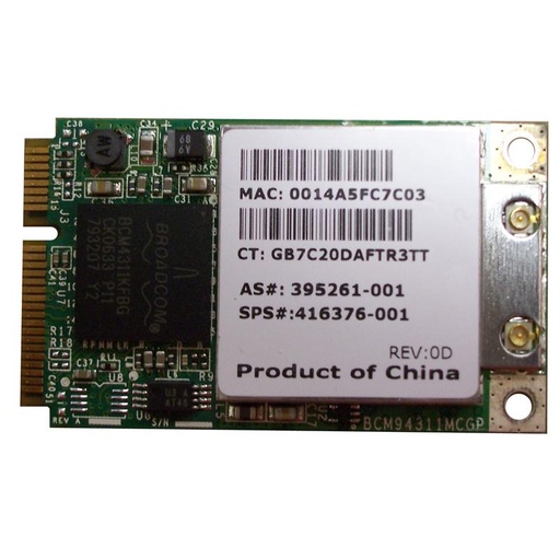 [416376-001] 416376-001 - HP Mini PCI-Express 54G WiFi 802.11b/g High-Speed Embedded Wireless LAN (WLAN) Network Interface Card for Pavilion DV2000 Series