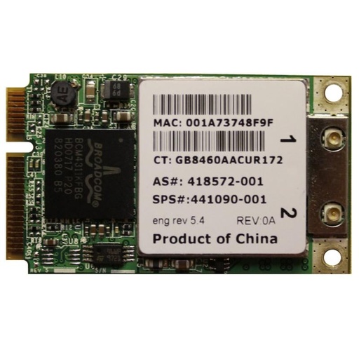[418572-001] 418572-001 - HP Mini PCI-Express 54G 802.11b/g High Speed Wireless LAN (WLAN) Network Interface Card for DV2000/DV6000/DV9000 Series Notebooks