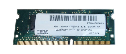 [42H2819] 42H2819 - IBM 32MB 66MHz PC66 non-ECC Unbuffered CL2 144-pin SoDimm Memory Module