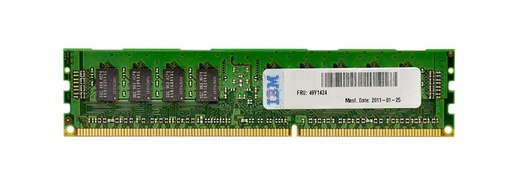 [49Y1424] 49Y1424 - IBM 4GB DDR3-1333MHz PC3-10600 ECC Registered CL9 240-Pin DIMM 1.35V Low Voltage Single Rank Memory Module