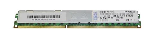 [49Y1431] 49Y1431 - IBM 8GB DDR3-1333MHz PC3-10600 ECC Registered CL9 240-Pin DIMM 1.35V Low Voltage Dual Rank Very Low Profile (VLP) Memory Module
