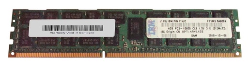 [49Y1435] 49Y1435 - IBM 4GB DDR3-1333MHz PC3-10600 ECC Registered CL9 240-Pin DIMM 1.35V Low Voltage Dual Rank Memory Module