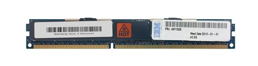 [49Y1528] 49Y1528 - IBM 16GB DDR3-1333MHz PC3-10600 ECC Registered CL9 240-Pin DIMM 1.35V Low Voltage Dual Rank Very Low Profile (VLP) Memory Module