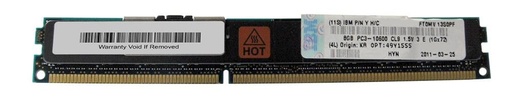 [49Y1555] 49Y1555 - IBM 8GB DDR3-1333MHz PC3-10600 ECC Registered CL9 240-Pin DIMM 1.35V Low Voltage Dual Rank Very Low Profile (VLP) Memory Module