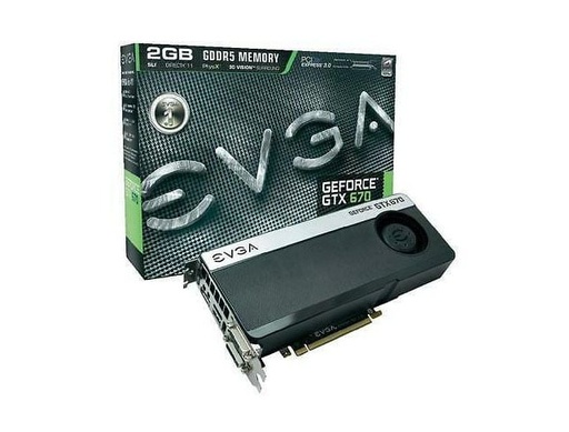 [02G-P4-2670-AR] 02G-P4-2670-AR - EVGA GeForce GTX 670 2GB DDR5 256-Bit PCI Express 3.0 x16 DVI-I DVI-D HDMI Display-Port SLI Support Video Graphics Card