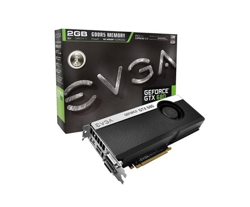 [02G-P4-2680-LR] 02G-P4-2680-LR - EVGA Geforce GTX 680 2GB GDDR5 256-bit PCI Express 3.0 x16 Dual-Link DVI Supported HDMI DisplayPort HDCP Ready SLI Supported Video Gr