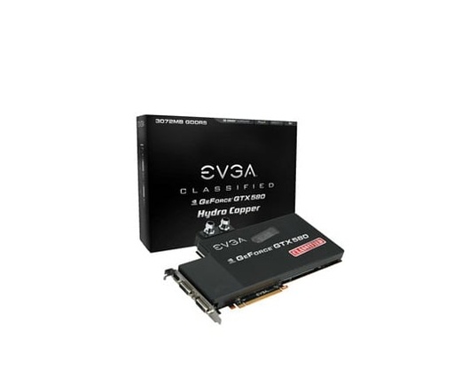 [03G-P3-1593-KS] 03G-P3-1593-KS - EVGA GeForce GTX 580 Classified Hydro Copper 3072MB GDDR5 PCI Express 2.0 Dual DVI/ Mini HDMI/ HDCP Ready/ SLI Support Video Graphics Card M
