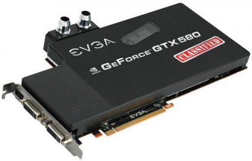 [03G-P3-1597-D3] 03G-P3-1597-D3 - EVGA GeForce GTX 580 Classified Ultra Hydro Copper 3GB 384-Bit GDDR5 PCI Express 2.0 x16 HDCP Ready/ SLI Support Video Graphics Card
