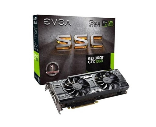 [03G-P4-6167-KR] 03G-P4-6167-KR - EVGA Geforce GTX 1060 Graphic Card 1.61 GHz Core 1.84 GHz Boost Clock 3GB GDDR5 PCI Express 3.0 Dual Slot Space Required