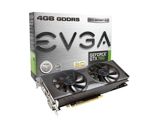 [04G-P4-2768-KR] 04G-P4-2768-KR - EVGA GeForce GTX 760 SC 4GB 256-Bit GDDR5 PCI Express 3.0 DVI-I DVI-D HDMI DisplayPort SLI Support Video Graphics Card