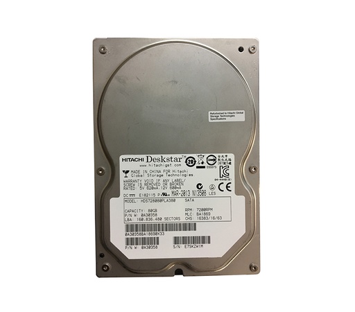 [0A30358] 0A30358 - Hitachi DESKSTAR 7K80 80GB 7200RPM 8MB Cache 3.5-inch SATA 3GBs 7-Pin Hard Drive