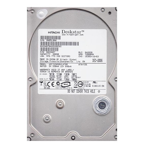 [0A33407] 0A33407 - Hitachi DESKSTAR 500GB 7200RPM 8MB Cache IDE/ATA 3.5-inch Hard Drive