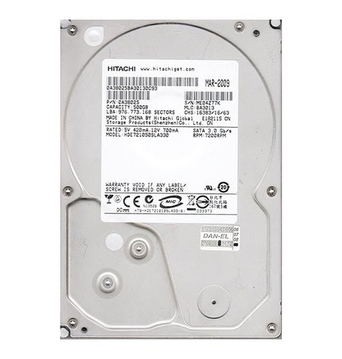 [0A38025] 0A38025 - Hitachi DESKSTAR 500GB 7200RPM 32MB Cache SATA 3GB/s 7-Pin 3.5-inch Hard Drive