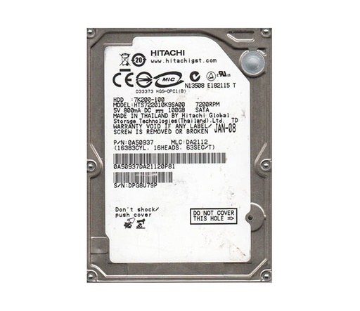 [0A50937] 0A50937 - Hitachi TravelStar 100GB 7200RPM 16MB Cache SATA 2.5-inch Laptop Hard Drive
